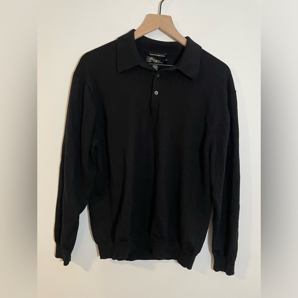 Pronto-Uomo 100% Extra Fine Merino Wool Men’s  Black Sweater Size 2X - Picture 1 of 8